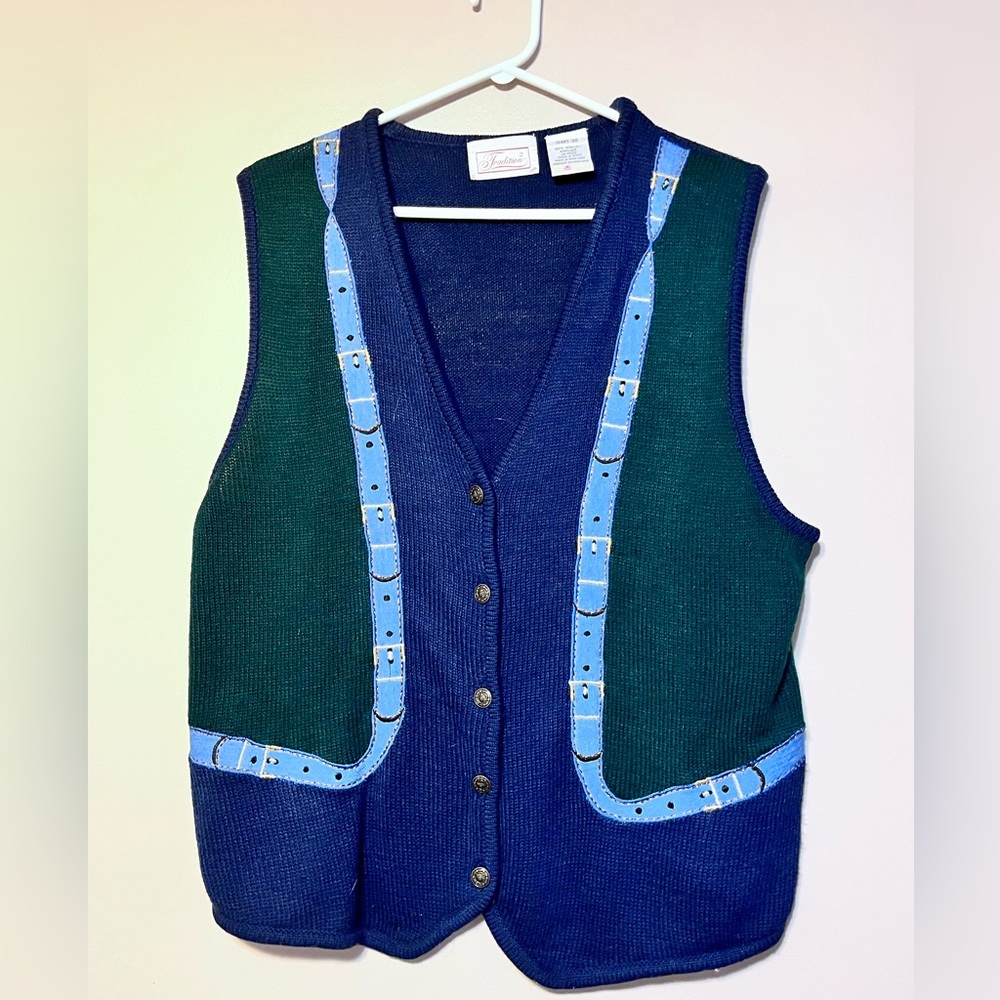 Vintage trompe l'oeil sweater vest size Large
